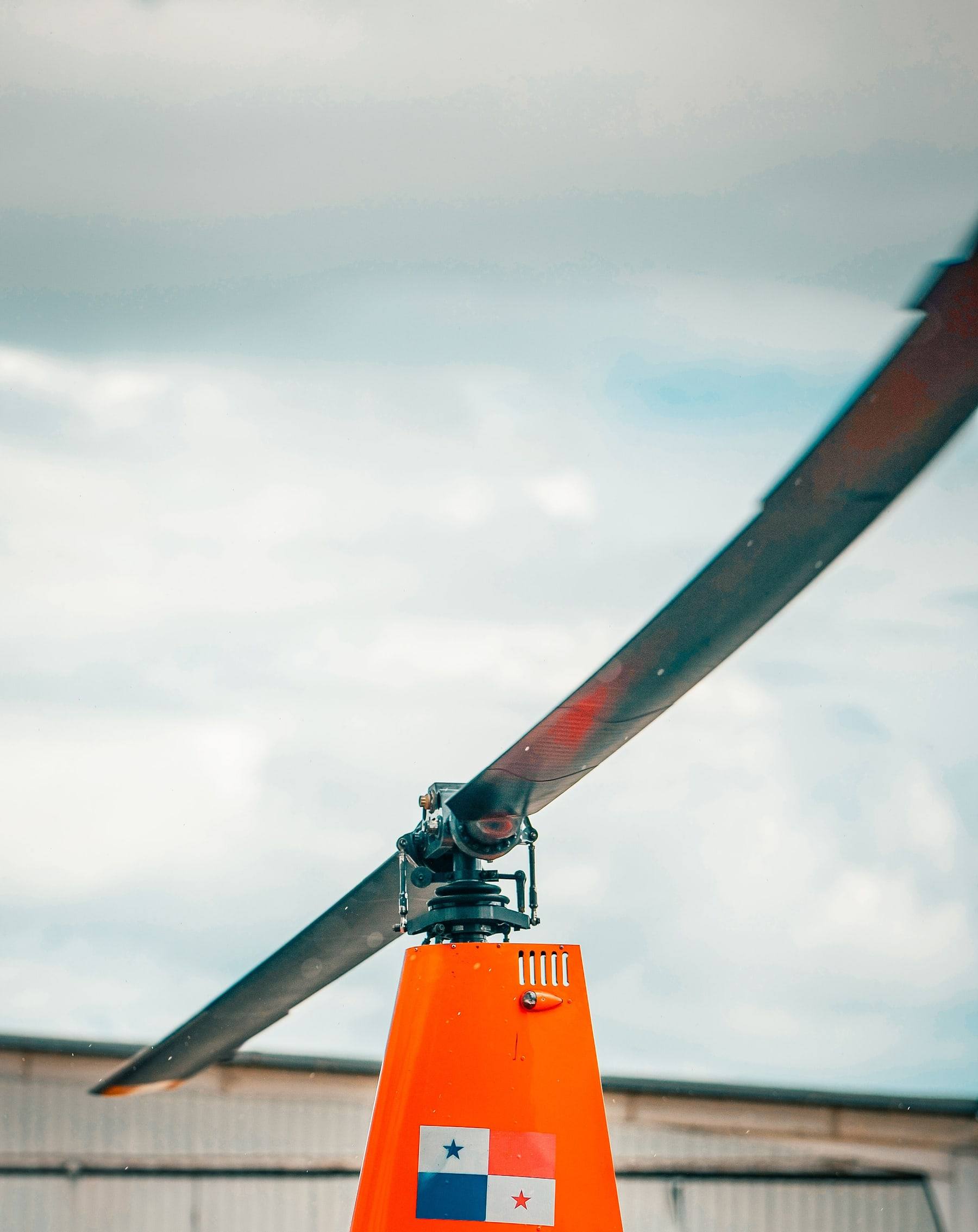 Tail rotor of a helicopter painted with the flag of Panama